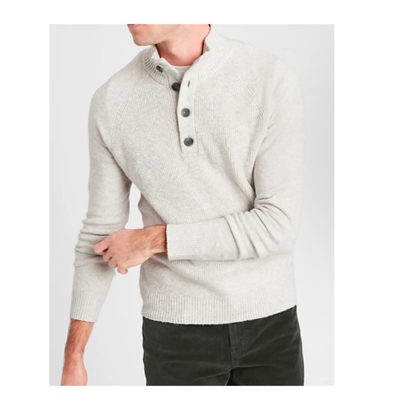 Banana Republic Sweater Sz: S Ivory / Casual Office Academia Waffle Mock-Neck - Picture 9 of 9